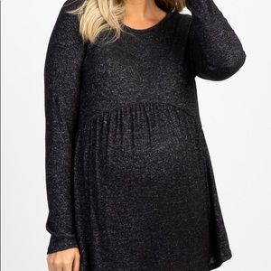 Black Soft Knit Maternity Peplum Top